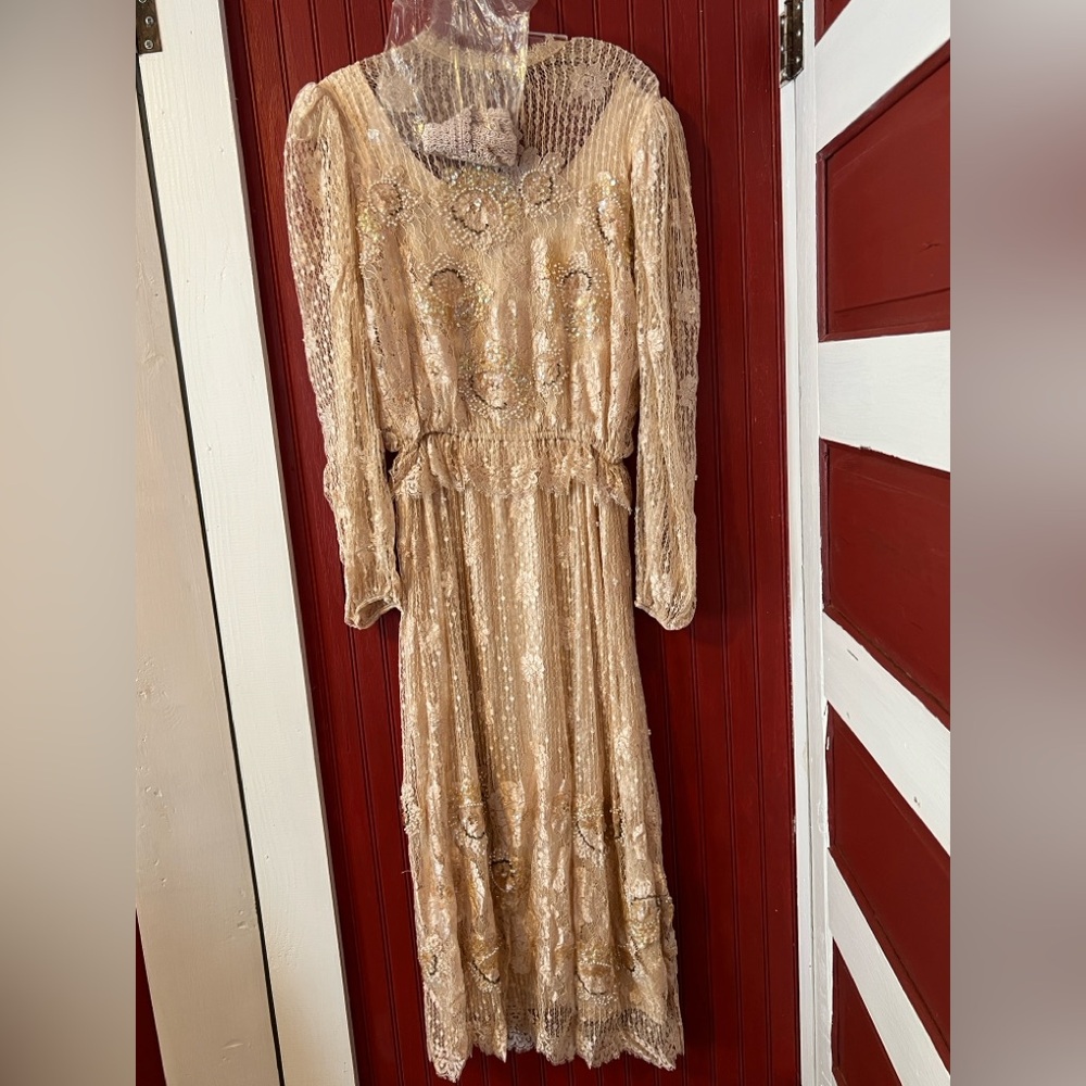 Rina diMontella Gold Long Sleeve Dress - Picture 3 of 8